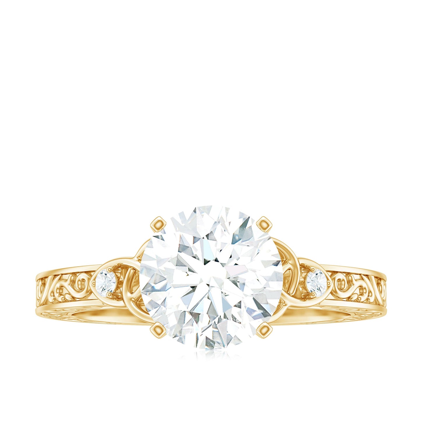 Antique Looking Round Moissanite Celtic Knot Engagement Ring