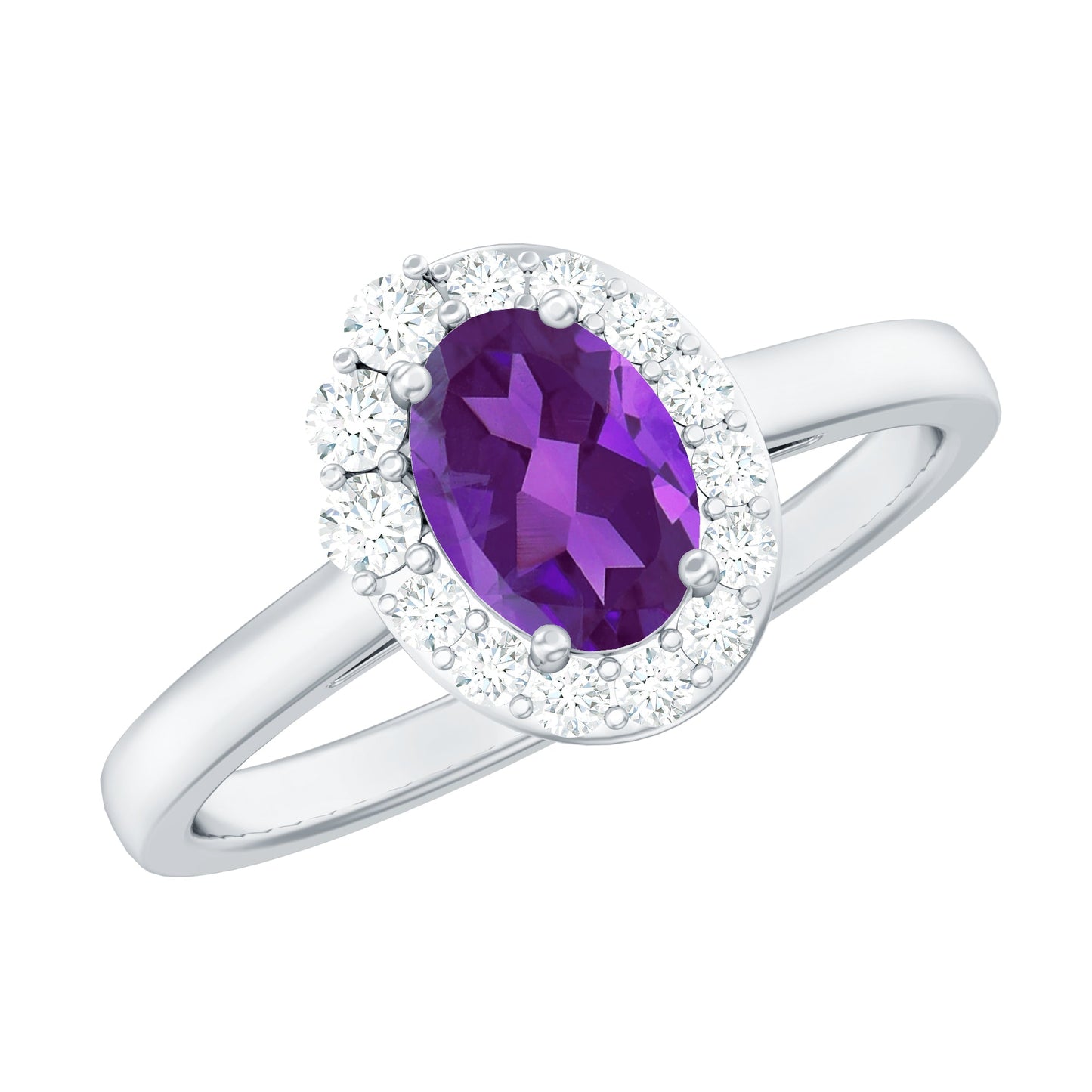 1 Carat Amethyst Designer Engagement Ring with Diamond for Women
