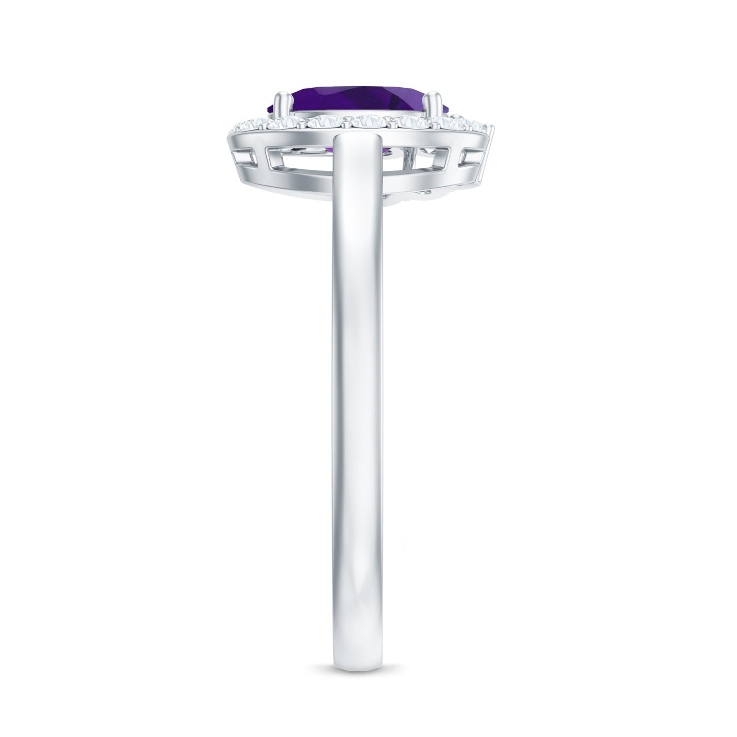 1 Carat Amethyst Designer Engagement Ring with Diamond for Women