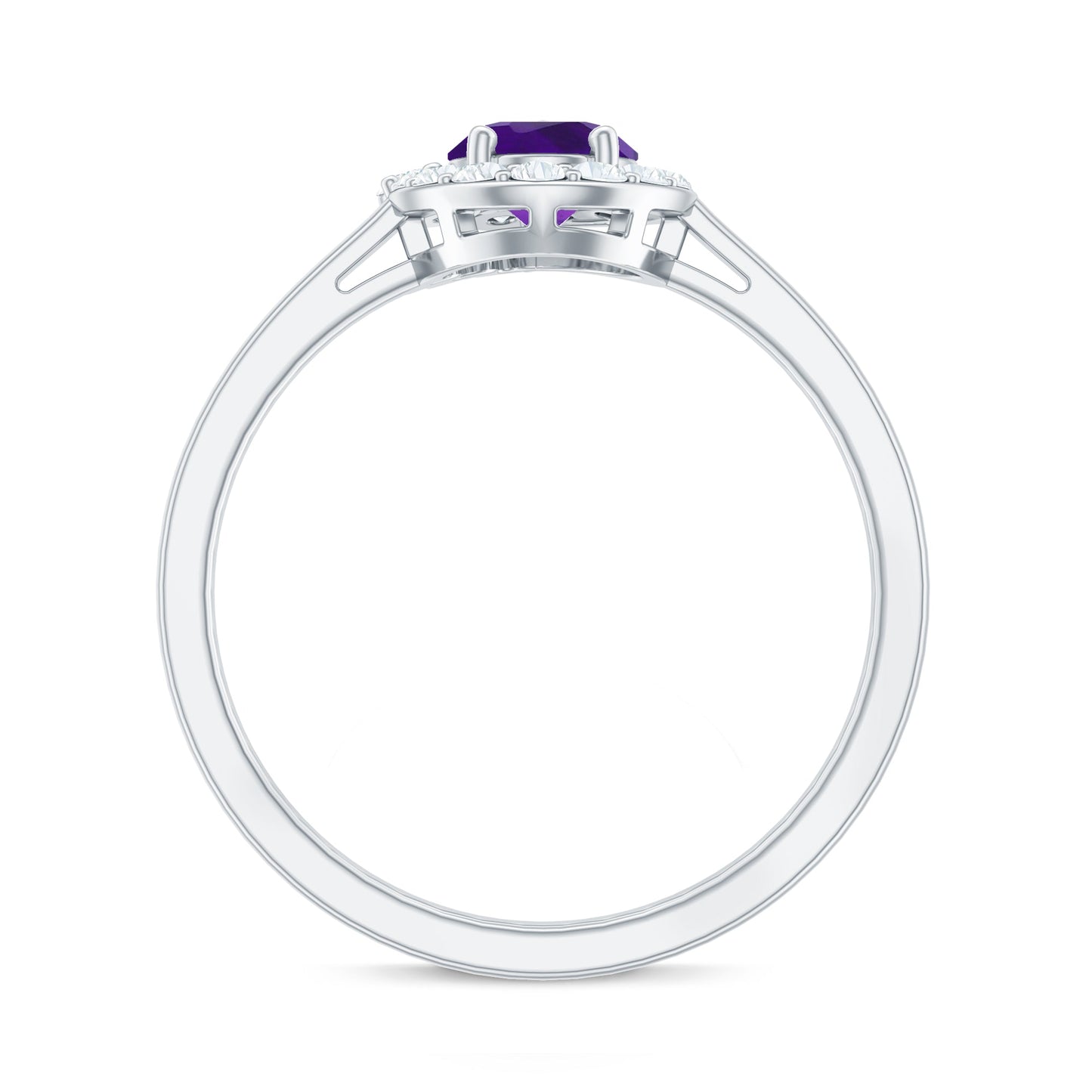 1 Carat Amethyst Designer Engagement Ring with Diamond for Women