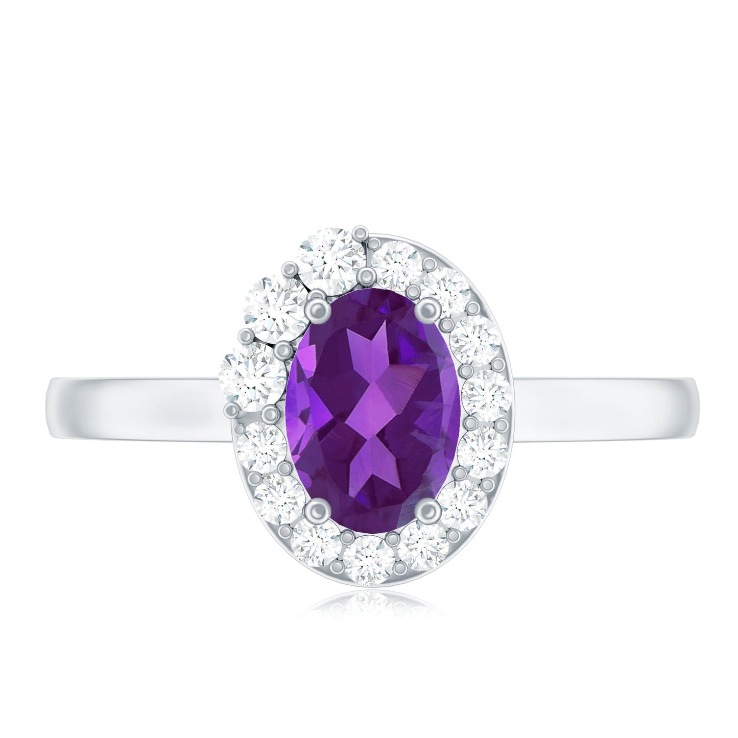 1 Carat Amethyst Designer Engagement Ring with Diamond for Women
