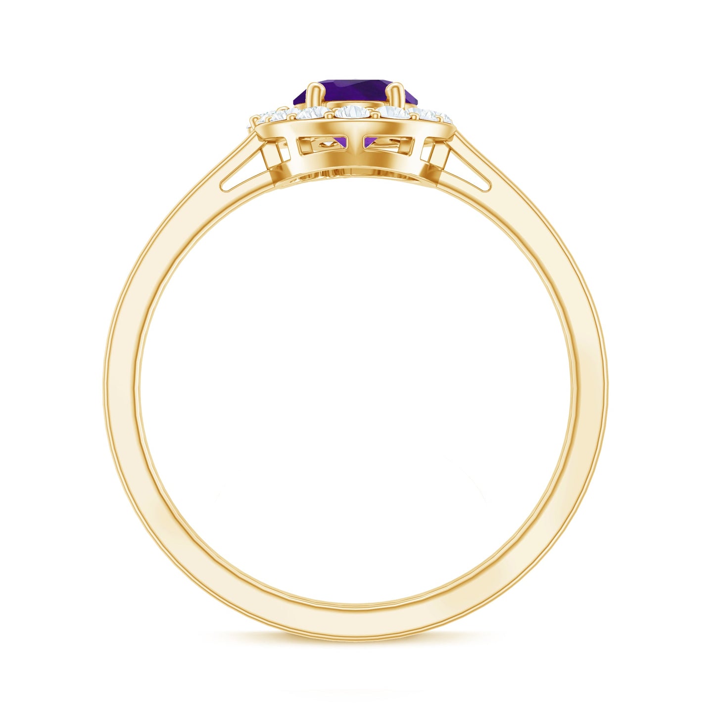 1 Carat Amethyst Designer Engagement Ring with Diamond for Women