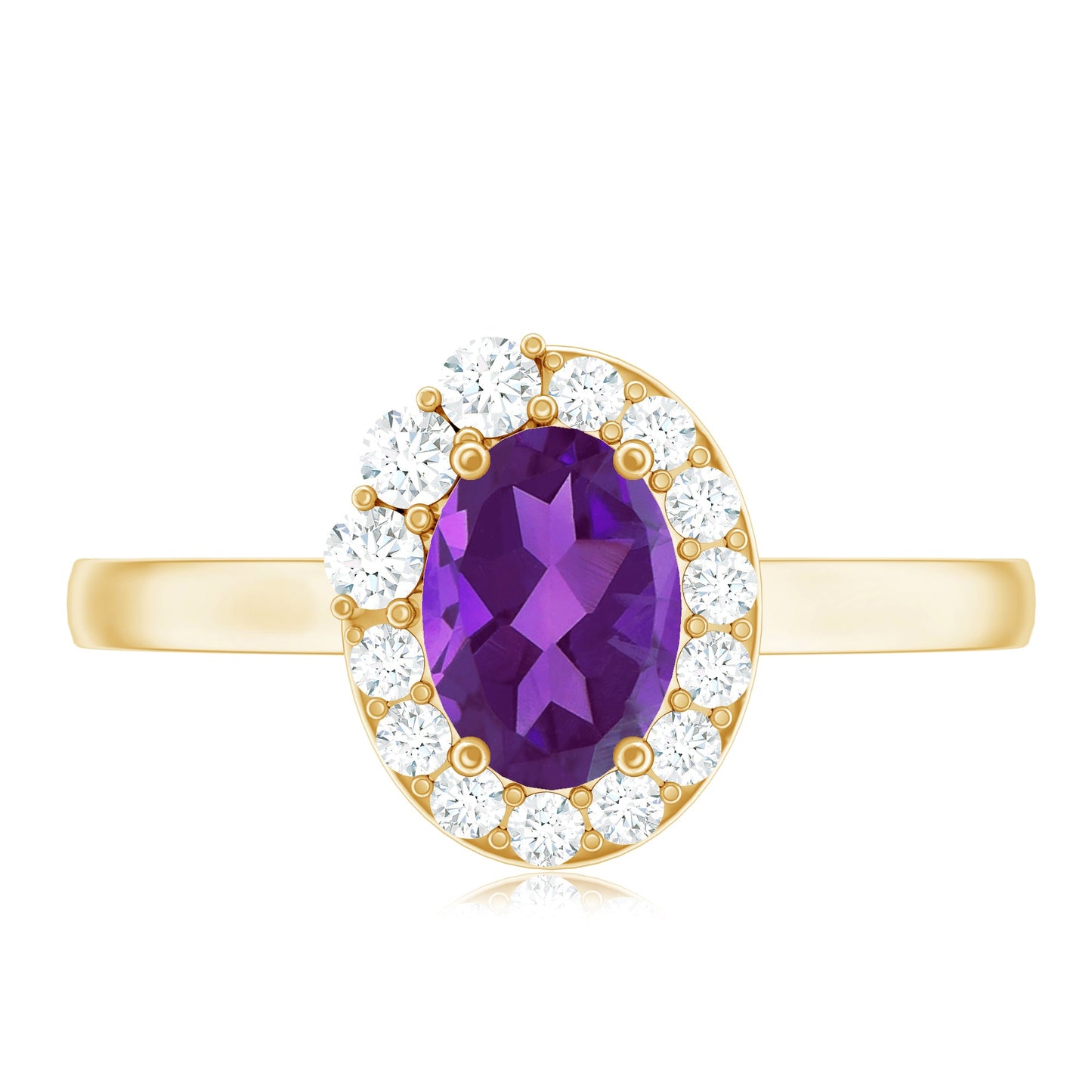 1 Carat Amethyst Designer Engagement Ring with Diamond for Women