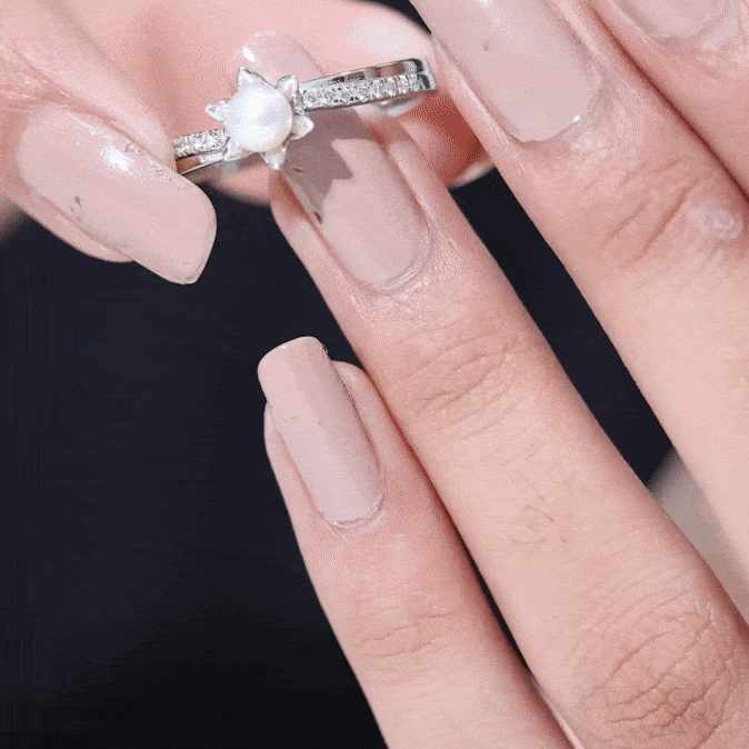 2 Carat Freshwater Pearl and Diamond Flower Engagement Ring