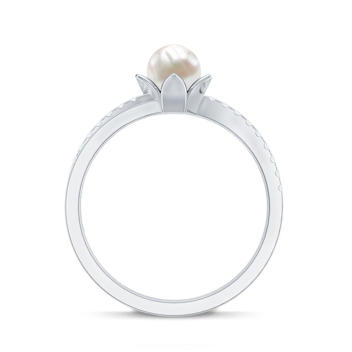 2 Carat Freshwater Pearl and Diamond Flower Engagement Ring