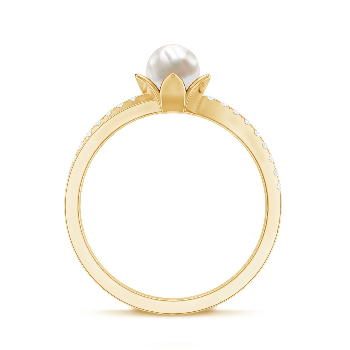 2 Carat Freshwater Pearl and Diamond Flower Engagement Ring