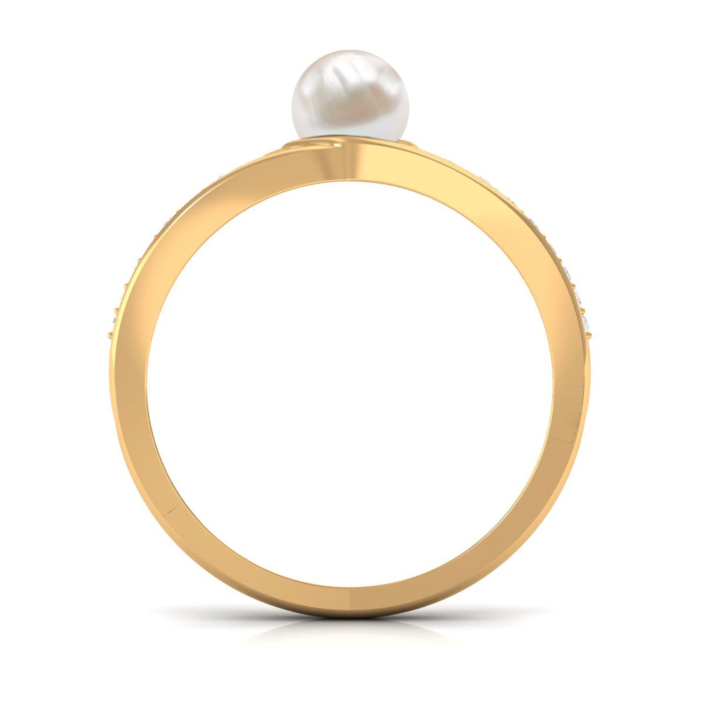 Cultured 2 Carat Freshwater Pearl Engagement Ring with Diamond