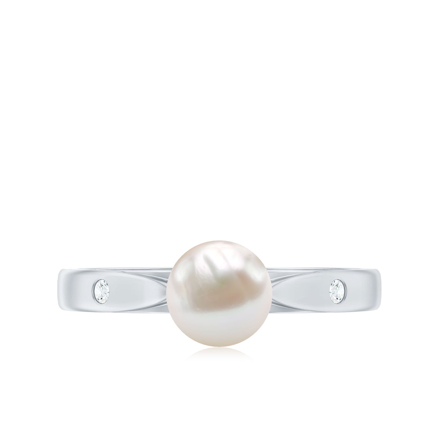 Natural 2.2 Carat Freshwater Pearl Solitaire Ring with Diamond