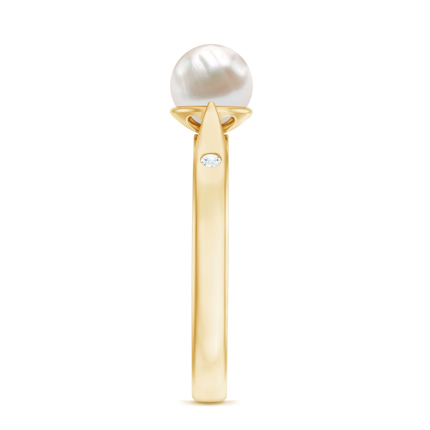 Natural 2.2 Carat Freshwater Pearl Solitaire Ring with Diamond