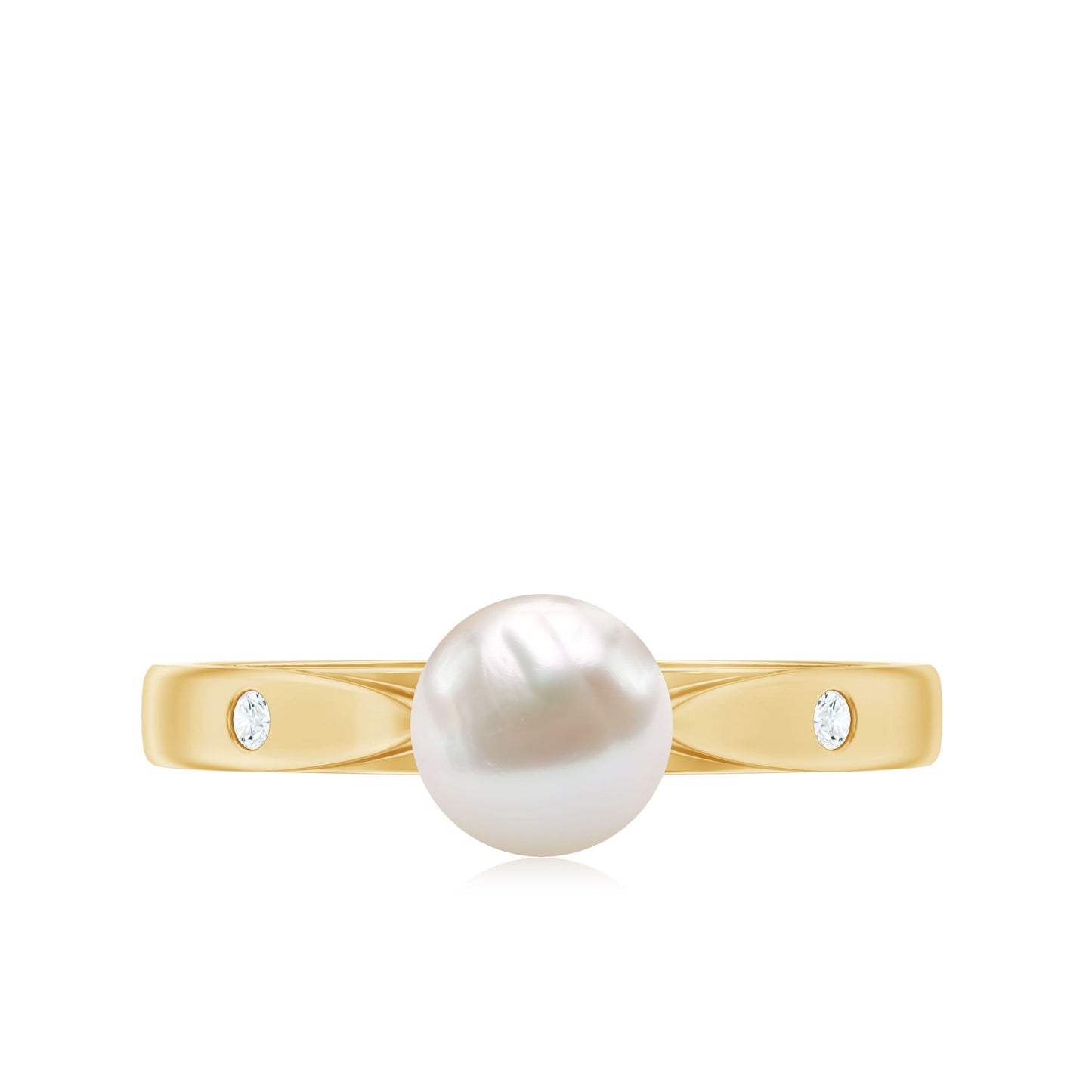 Natural 2.2 Carat Freshwater Pearl Solitaire Ring with Diamond