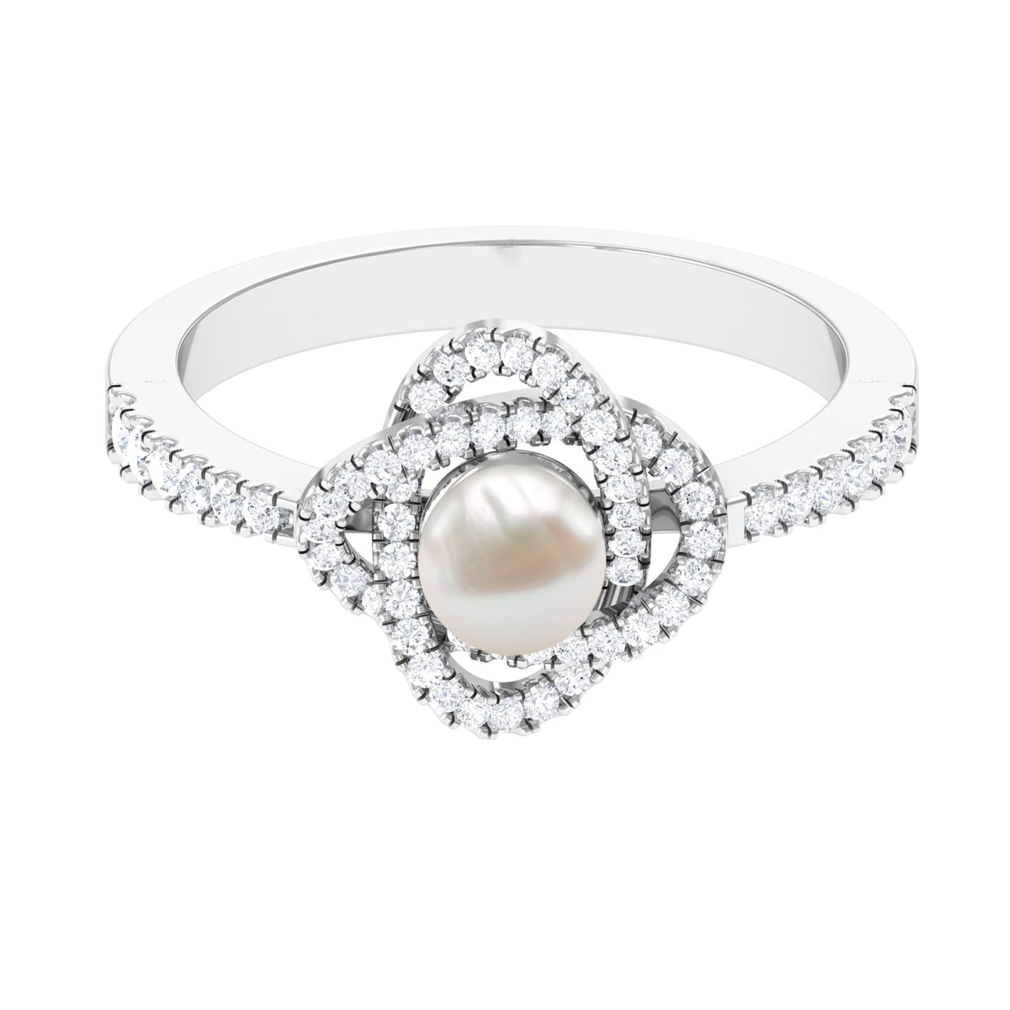 2 Carat Freshwater Pearl Engagement Ring with Diamond Accent