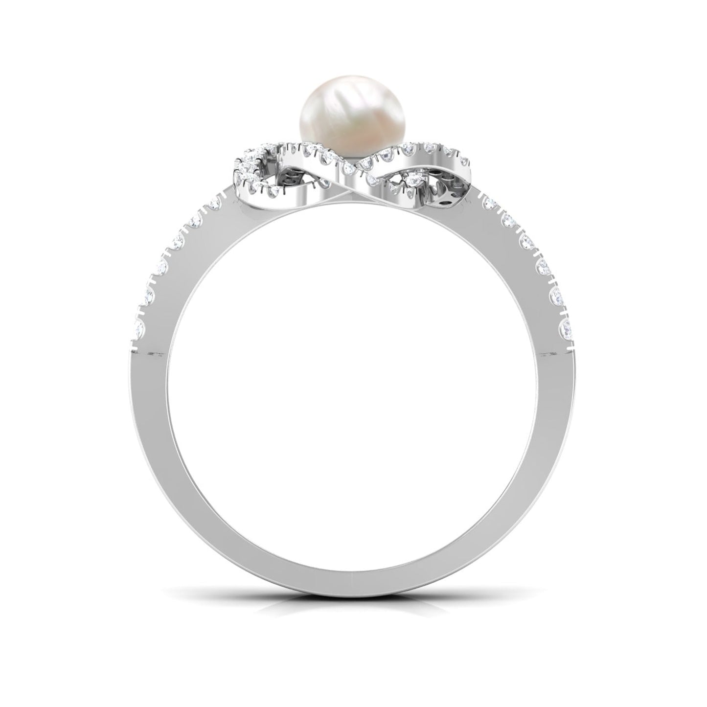 2 Carat Freshwater Pearl Engagement Ring with Diamond Accent