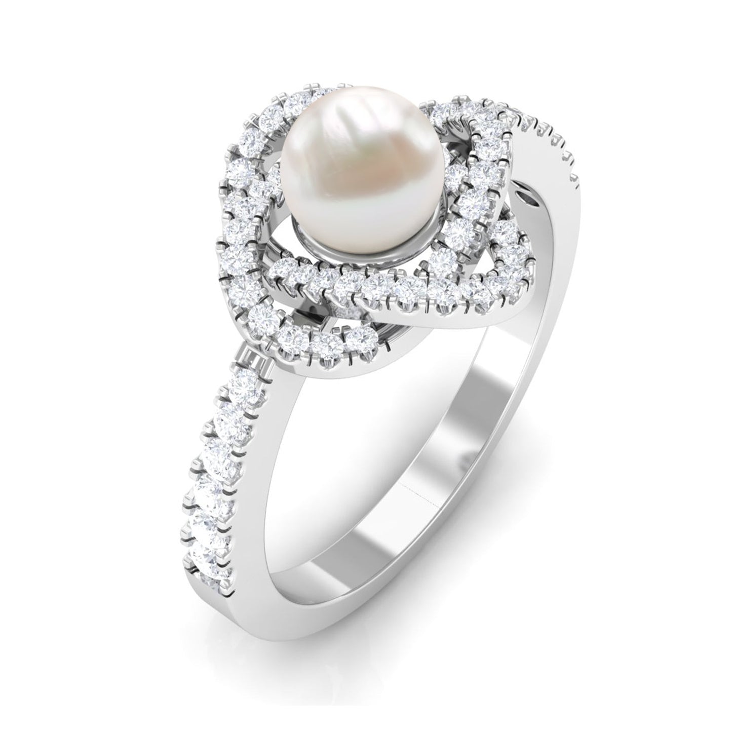2 Carat Freshwater Pearl Engagement Ring with Diamond Accent