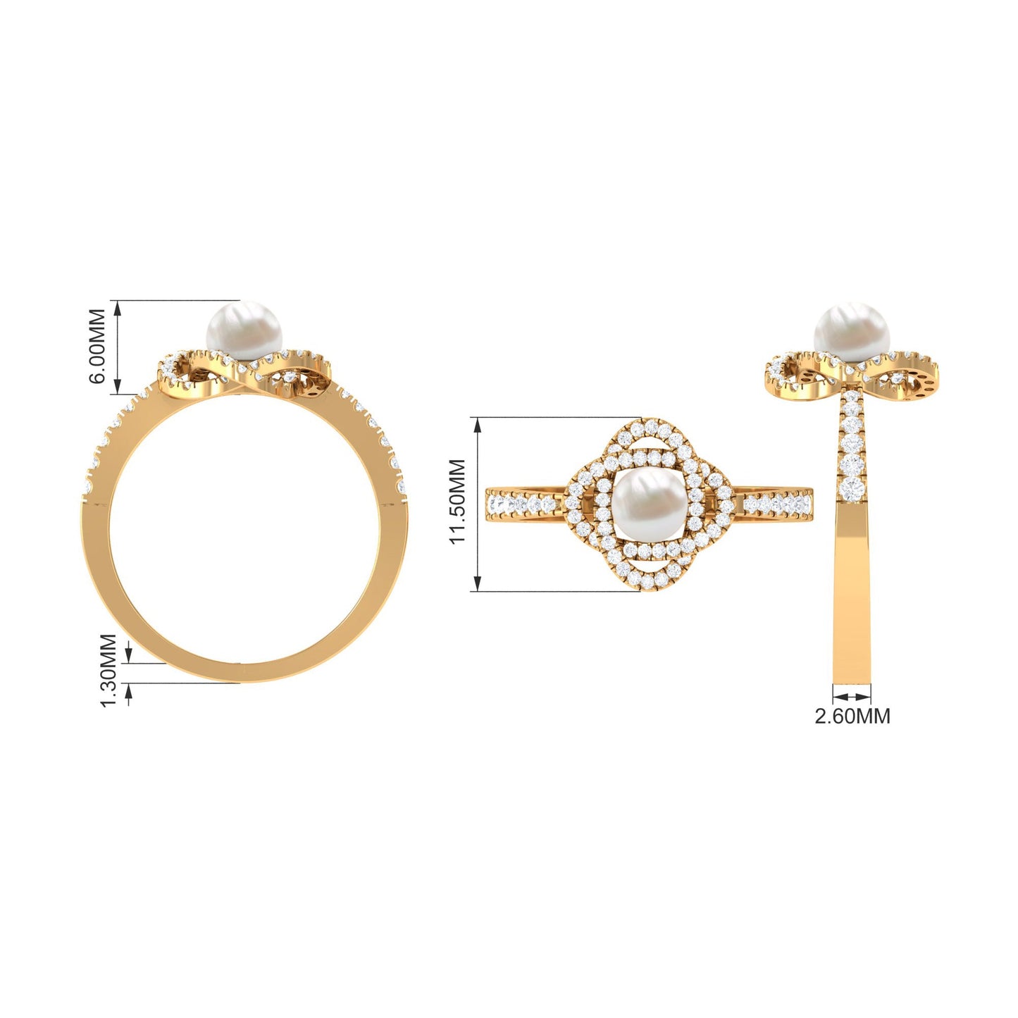 2 Carat Freshwater Pearl Engagement Ring with Diamond Accent