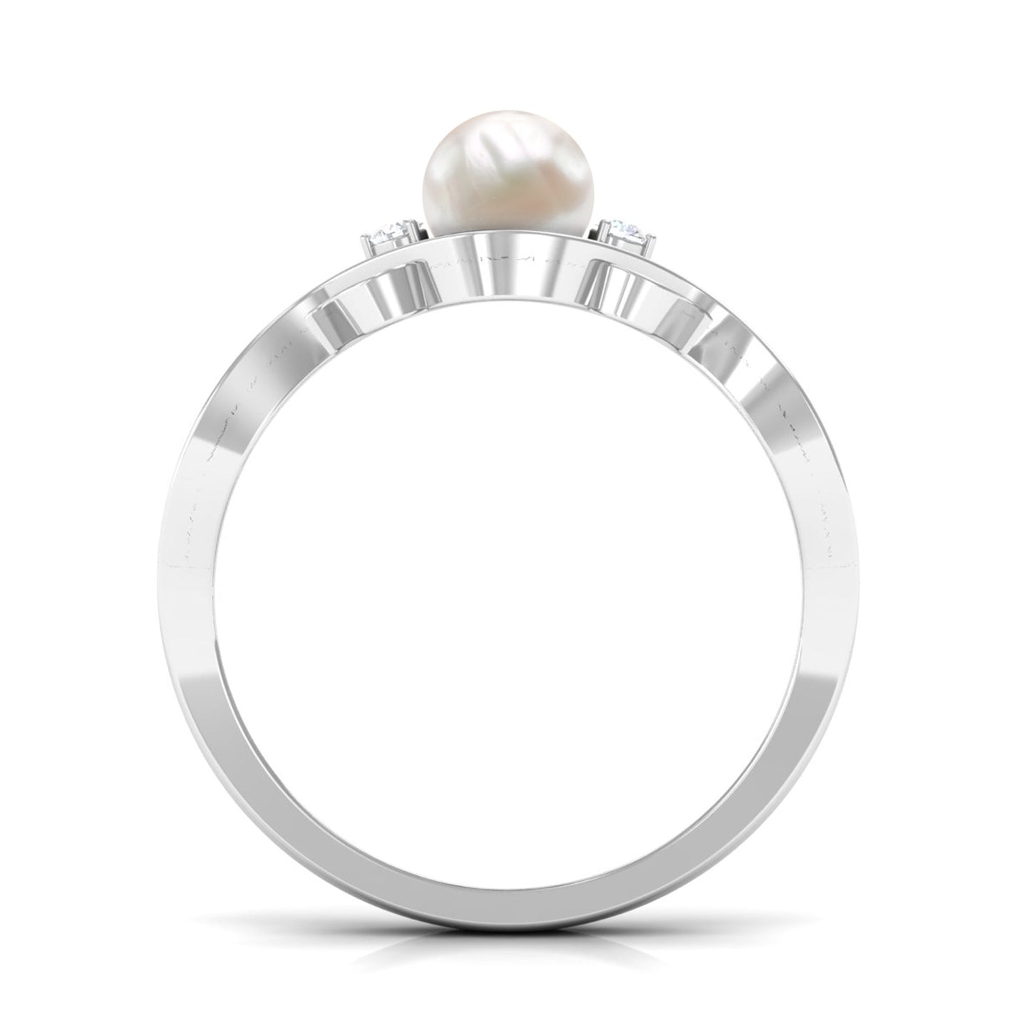 Genuine 2 Carat Pearl Art Deco Engagement Ring with Diamond for Women