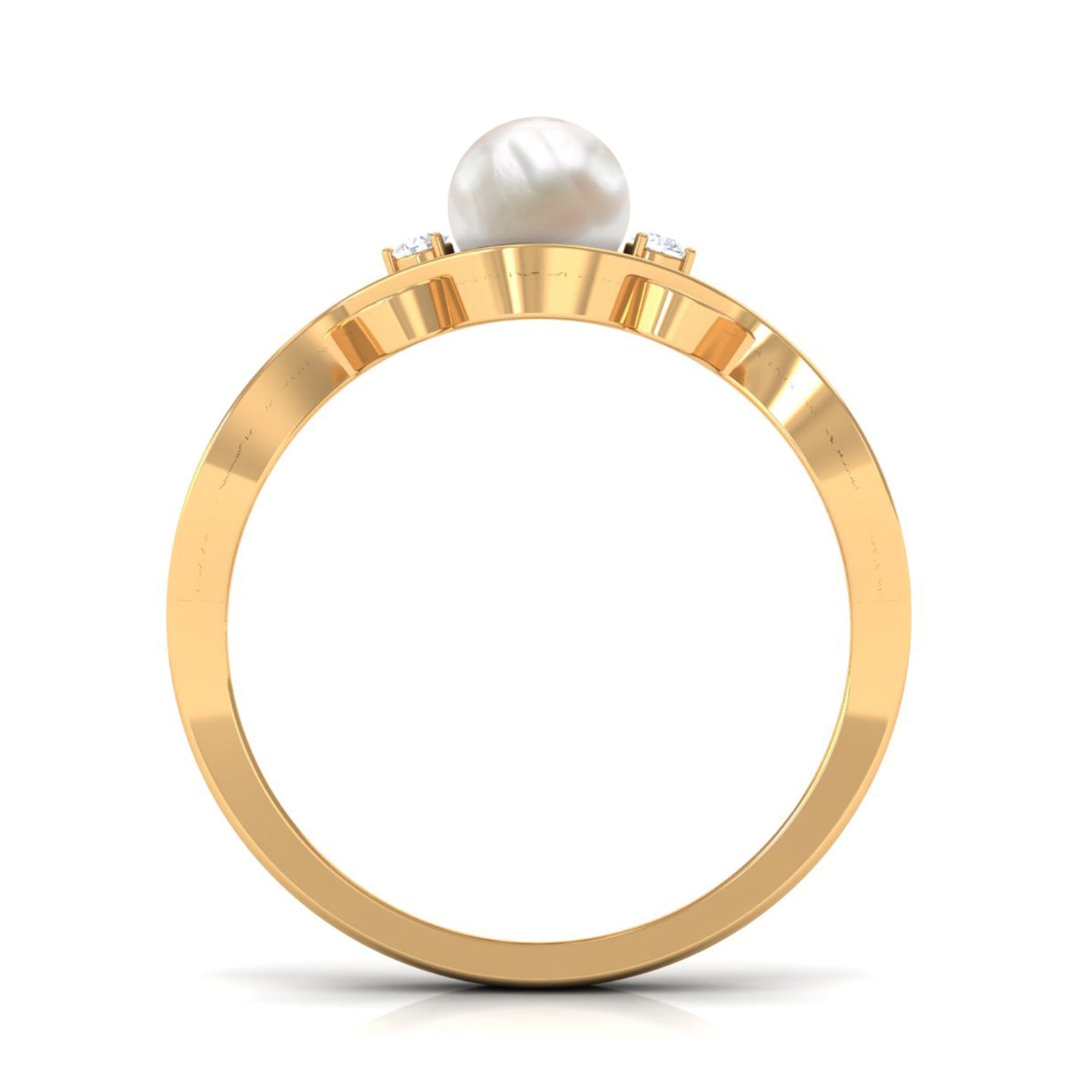 Genuine 2 Carat Pearl Art Deco Engagement Ring with Diamond for Women