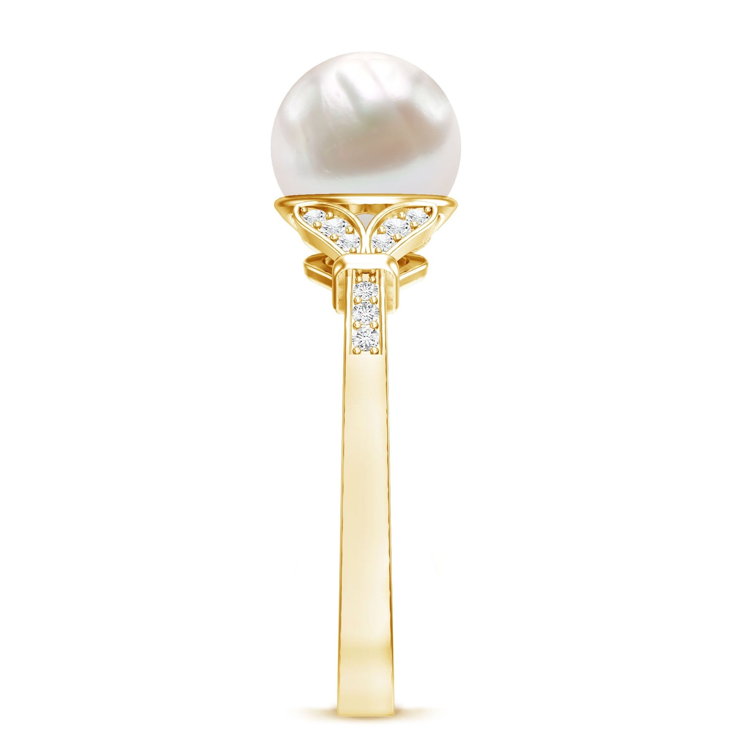 Cultured 7.4 Carat Freshwater Pearl Diamond Engagement Ring with Split Shank