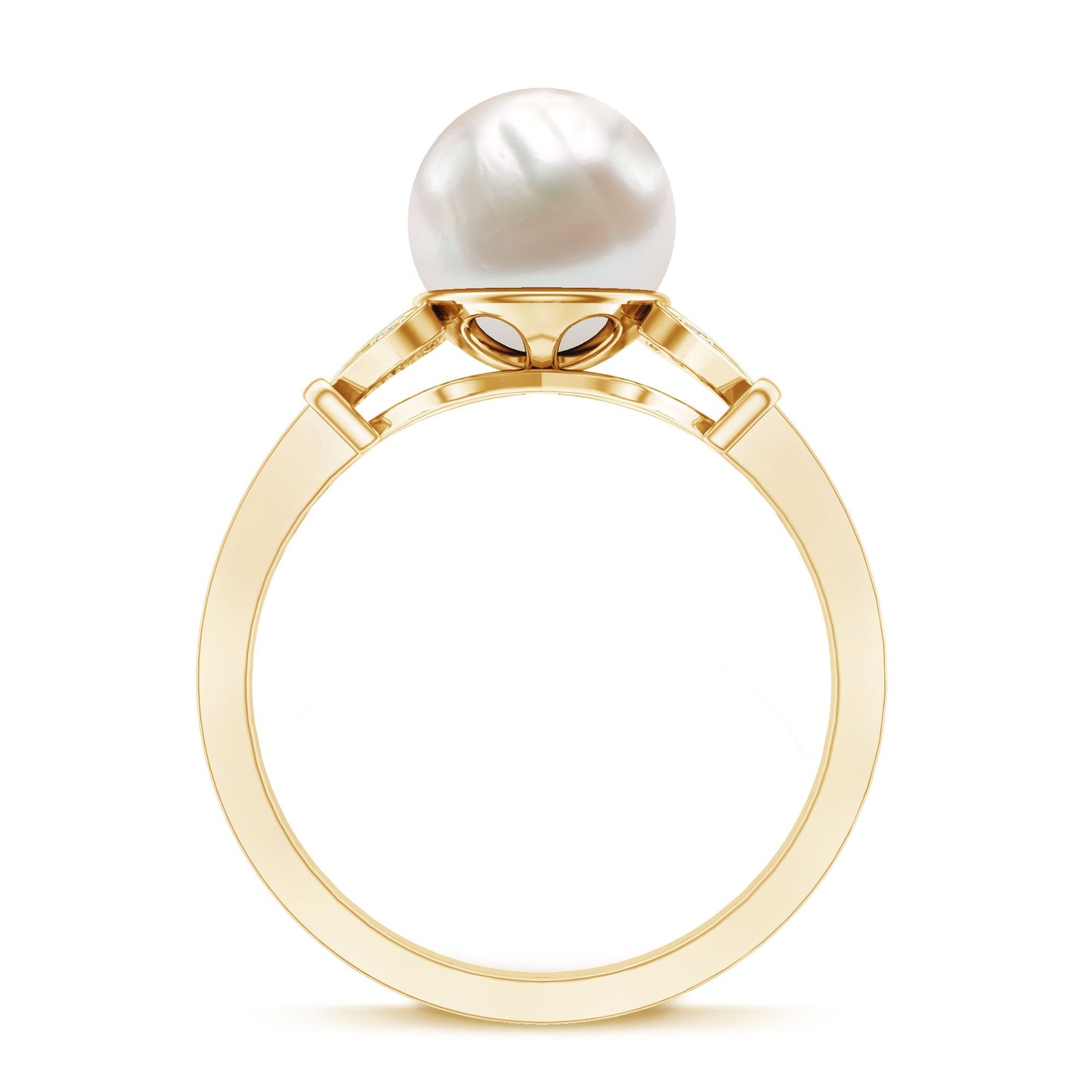 Cultured 7.4 Carat Freshwater Pearl Diamond Engagement Ring with Split Shank