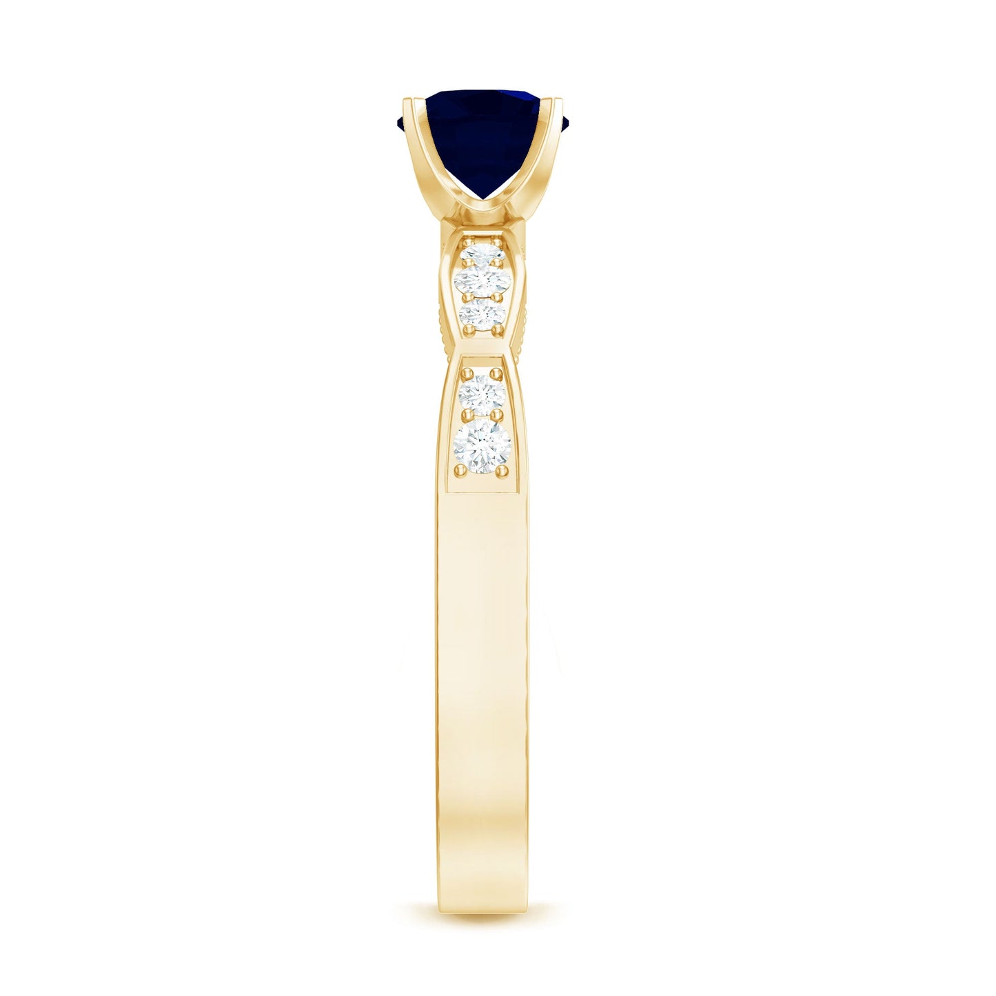 Real 0.9 Carat Blue Sapphire Engagement Ring with Diamond
