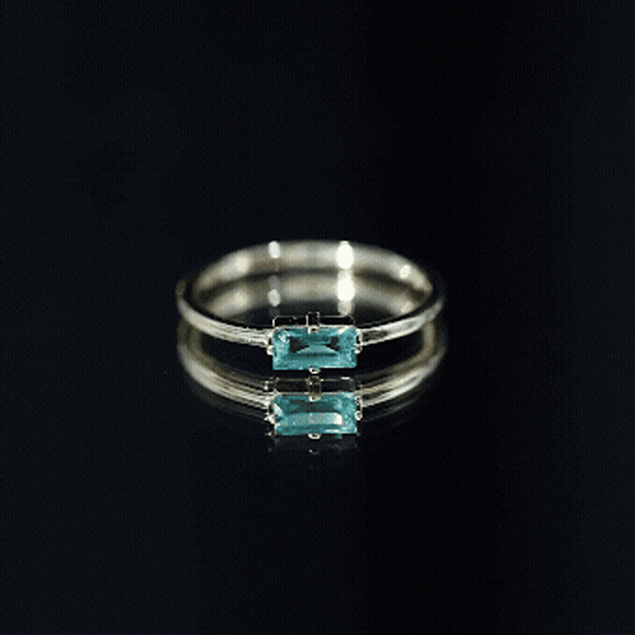 East West Set Baguette Cut Emerald May Birthstone Ring