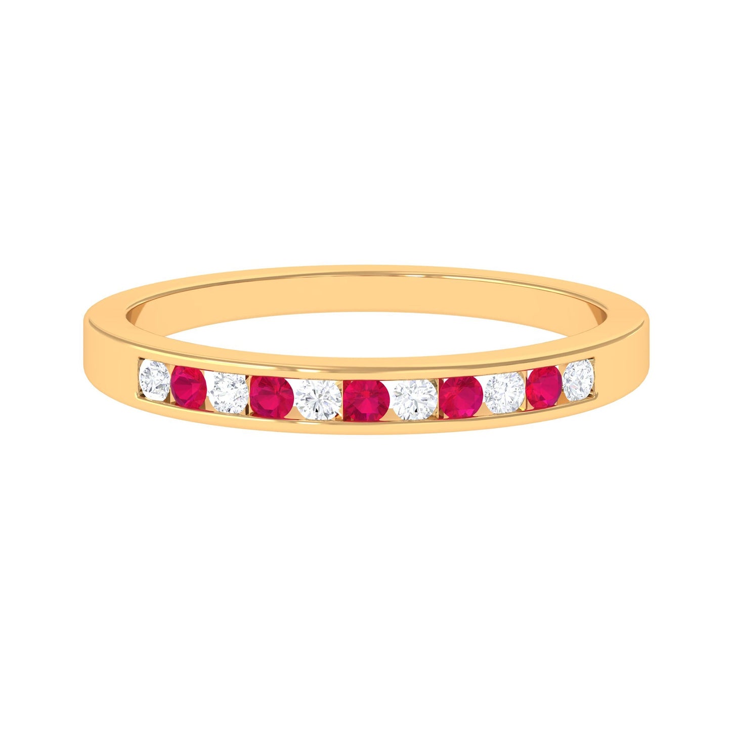 Minimal Ruby Diamond Ring in Channel Set