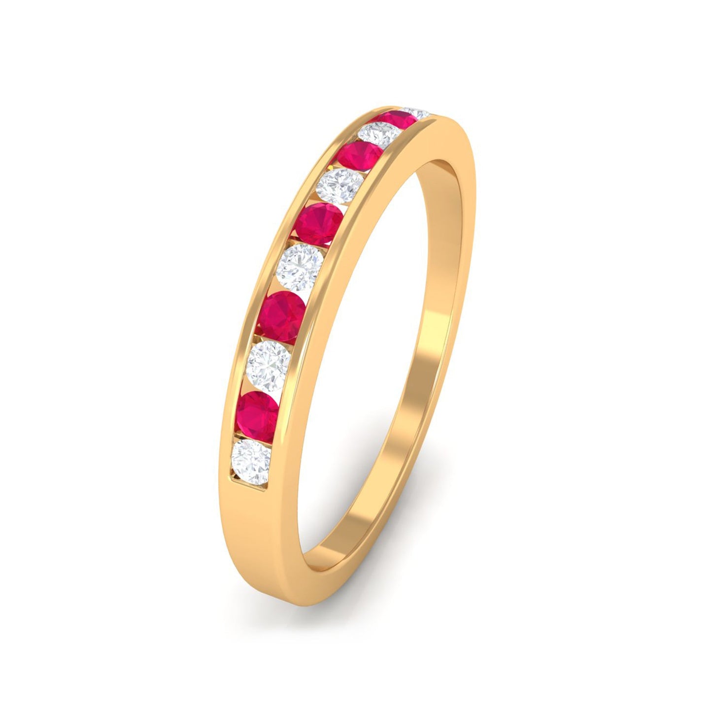 Minimal Ruby Diamond Ring in Channel Set
