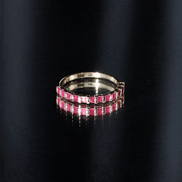 Natural Princess Cut Ruby Half Eternity Ring for Women