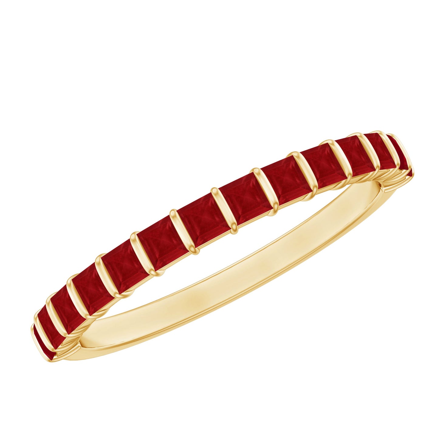 Natural Princess Cut Ruby Half Eternity Ring for Women