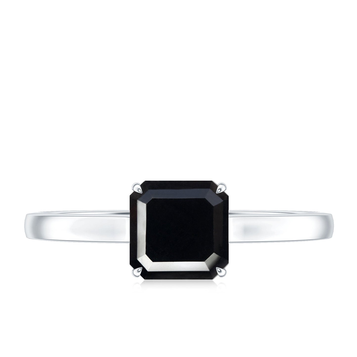 Princess Cut Black Onyx Solitaire Engagement Ring for Her