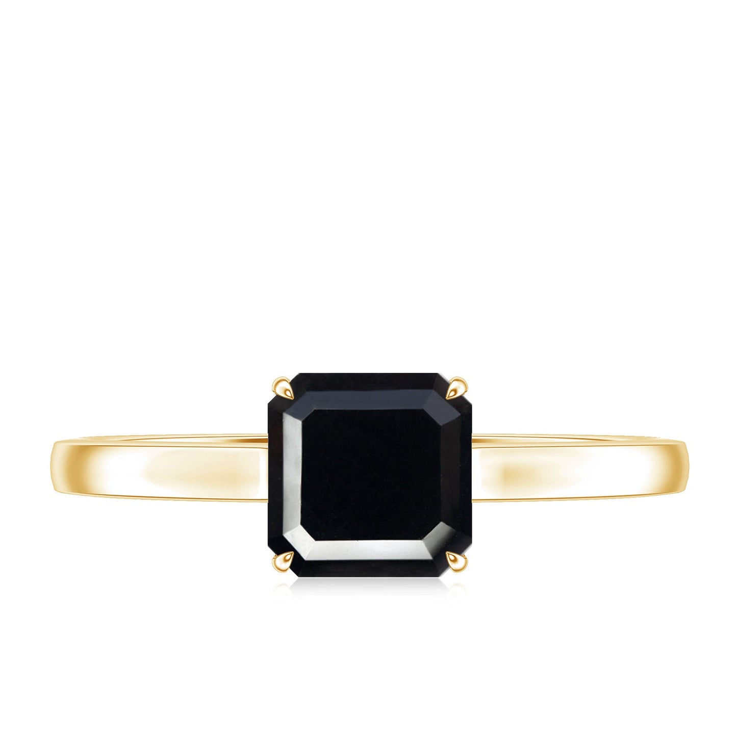 Princess Cut Black Onyx Solitaire Engagement Ring for Her