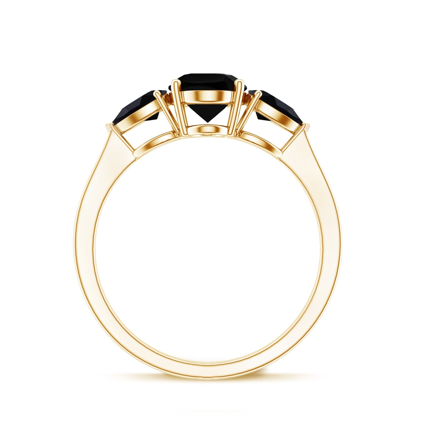 Natural Black Onyx Three Stone Engagement Ring