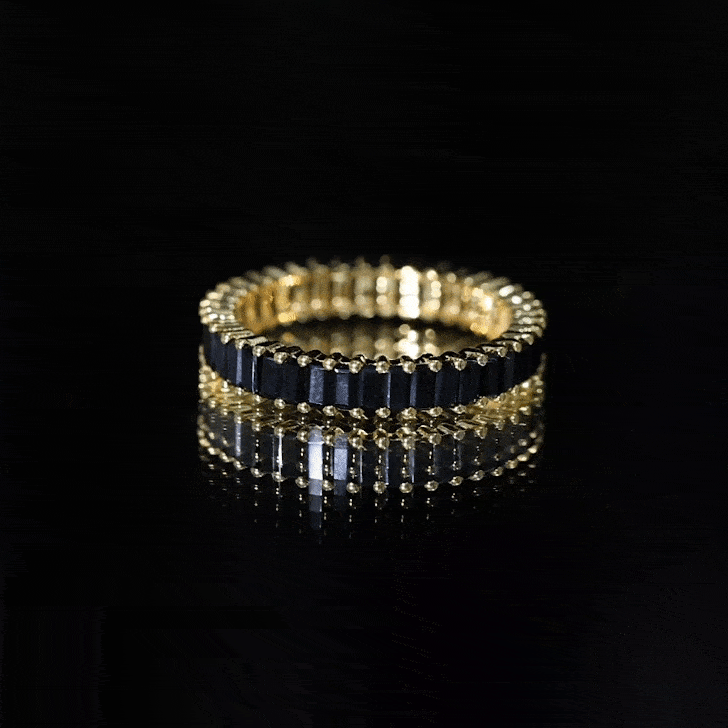 Baguette Cut Black Onyx Eternity Band Ring for Her