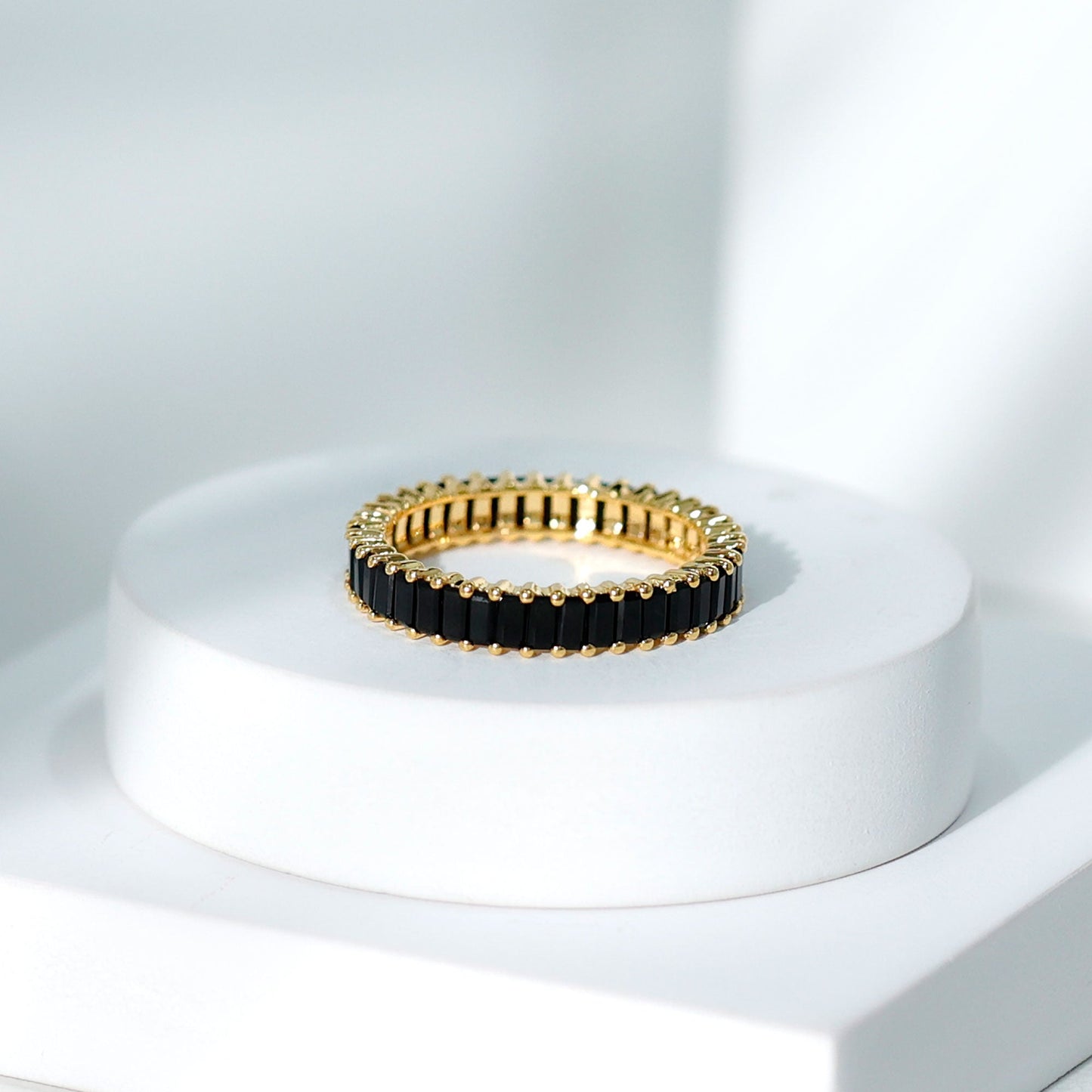 Baguette Cut Black Onyx Eternity Band Ring for Her