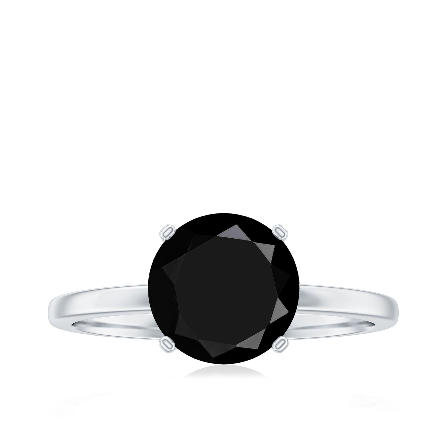 Certified Real 2.6 Carat Black Spinel Solitaire Engagement Ring