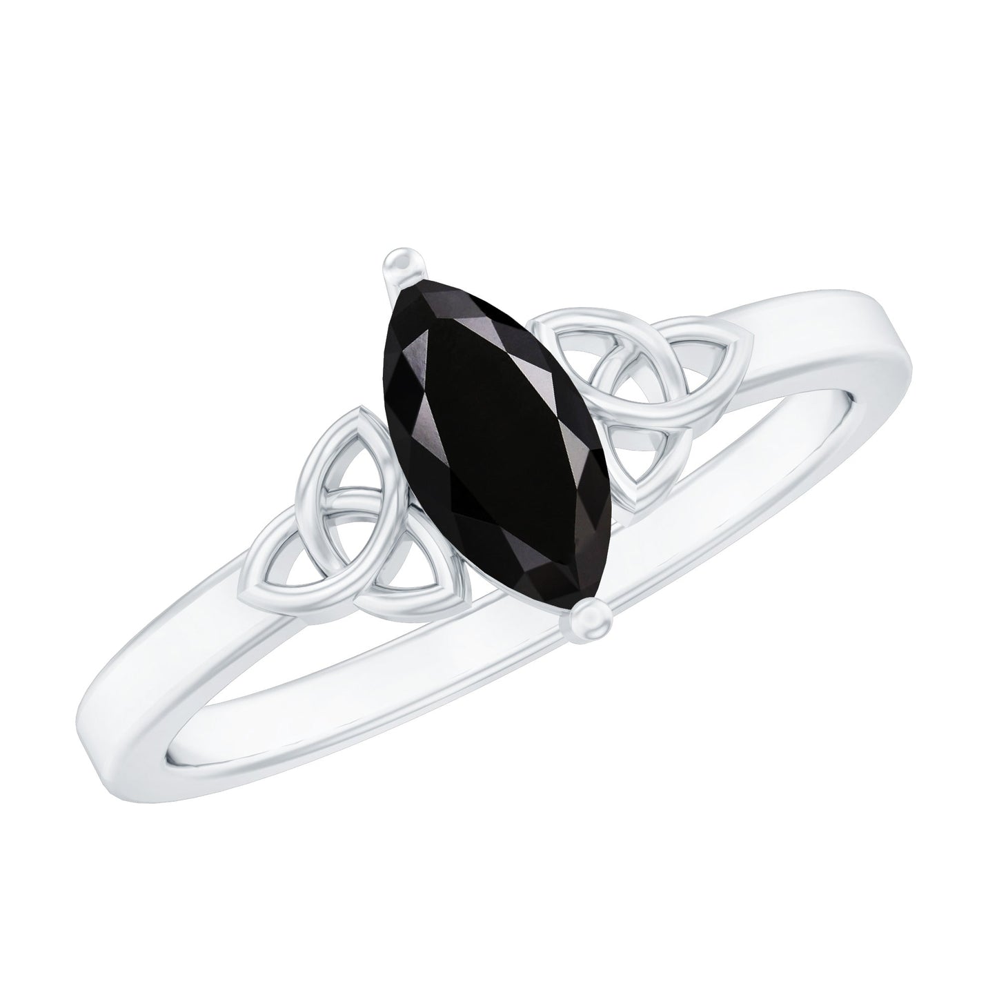 Certified 0.8 Carat Lab Grown Black Diamond Marquise Promise Ring with Celtic Knot