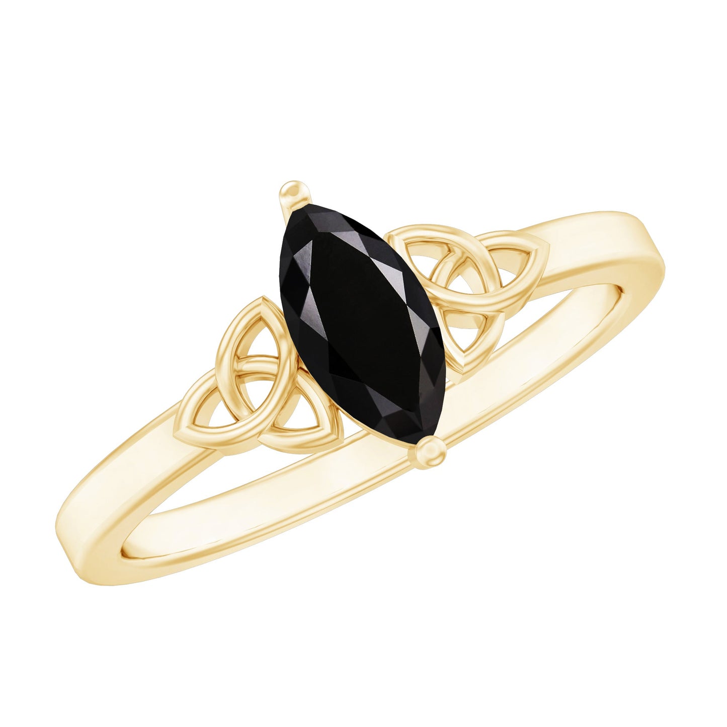 Certified 0.8 Carat Lab Grown Black Diamond Marquise Promise Ring with Celtic Knot