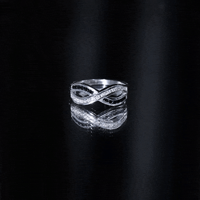 Certified Lab Grown Black and White Diamond Infinity Promise Band