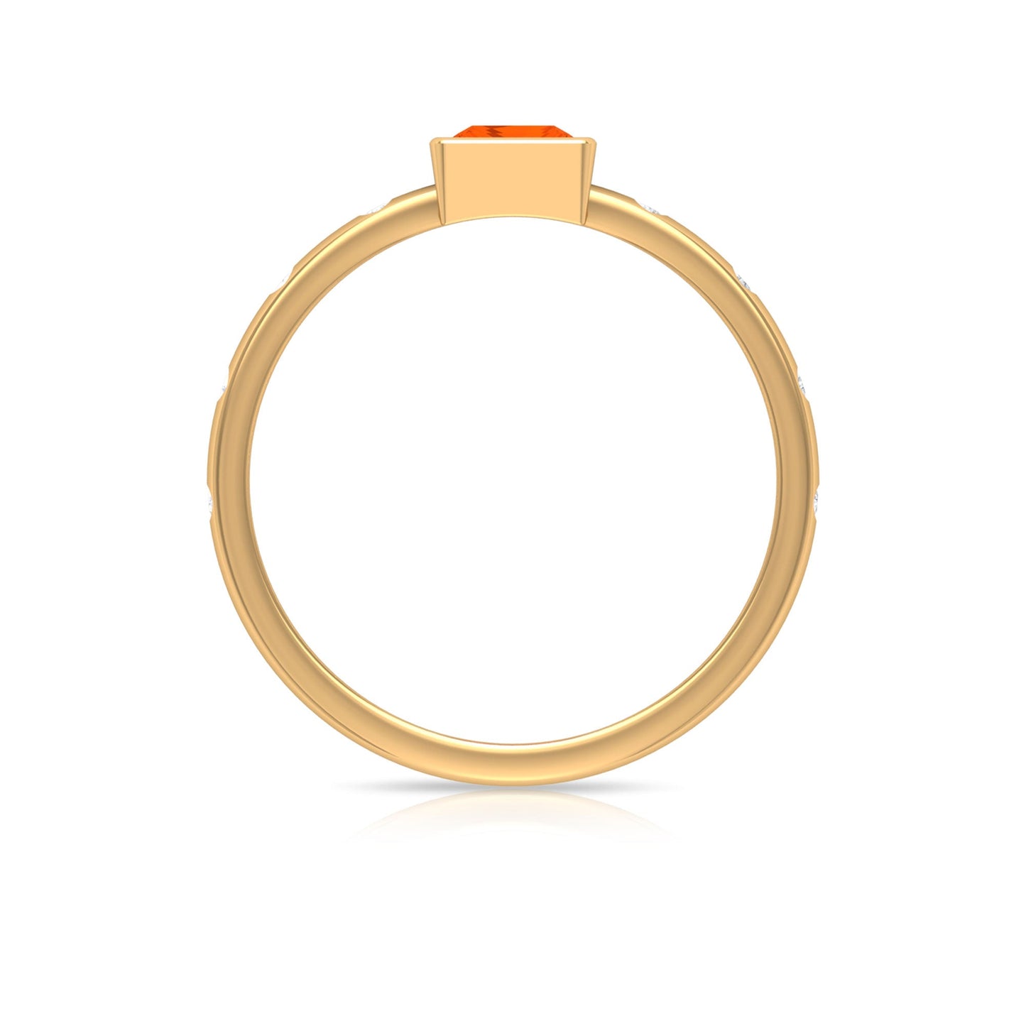Princess Cut Fire Opal Solitaire Promise Ring with Diamonds