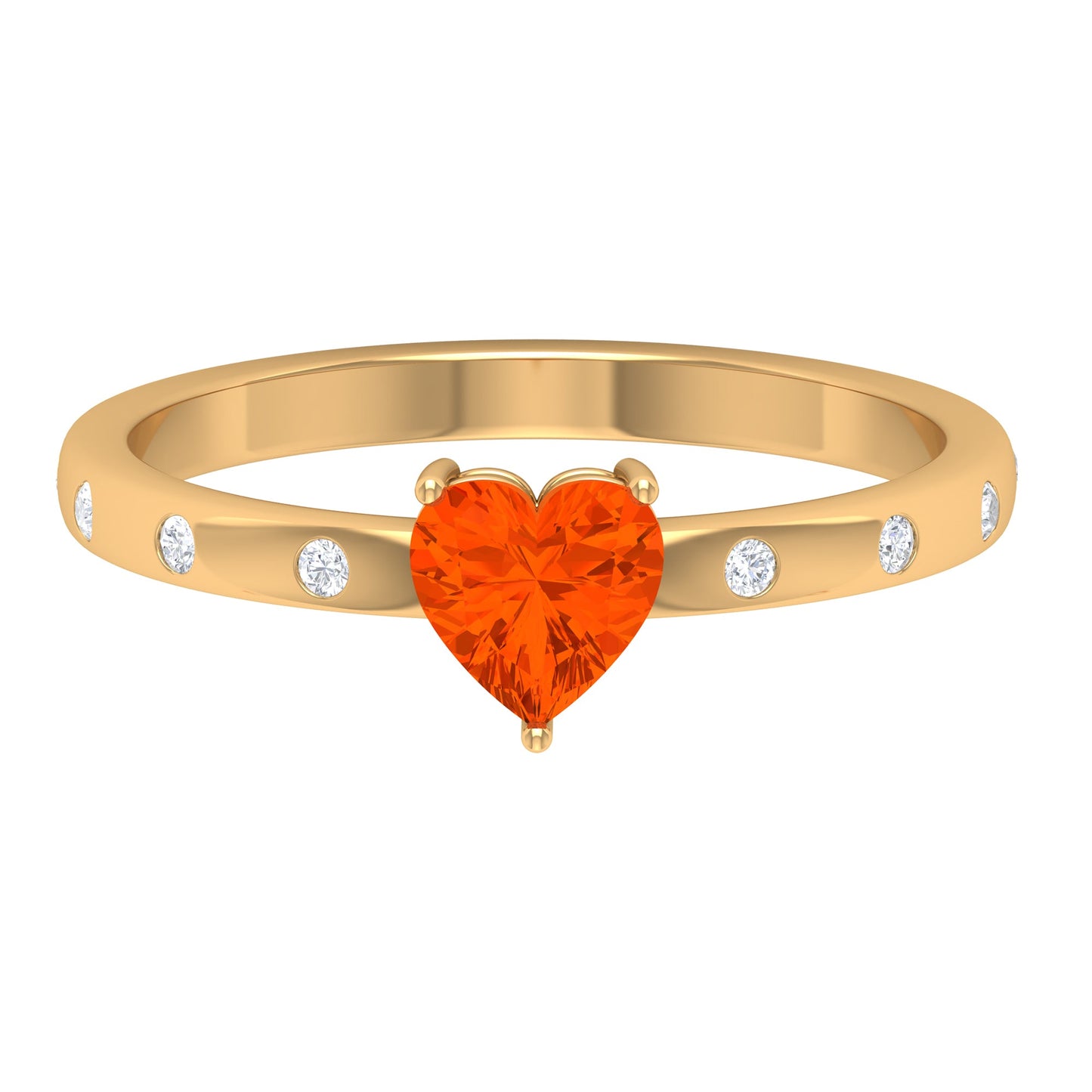 0.9 Carat Fire Opal Heart Engagement Ring with Diamond