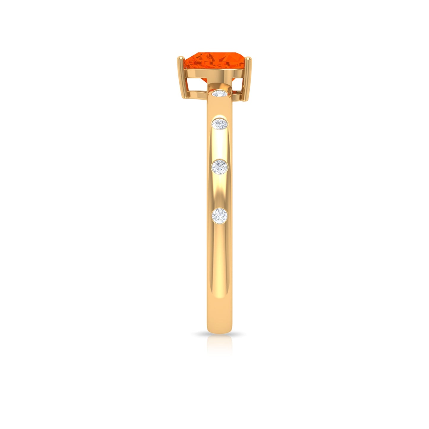 0.9 Carat Fire Opal Heart Engagement Ring with Diamond