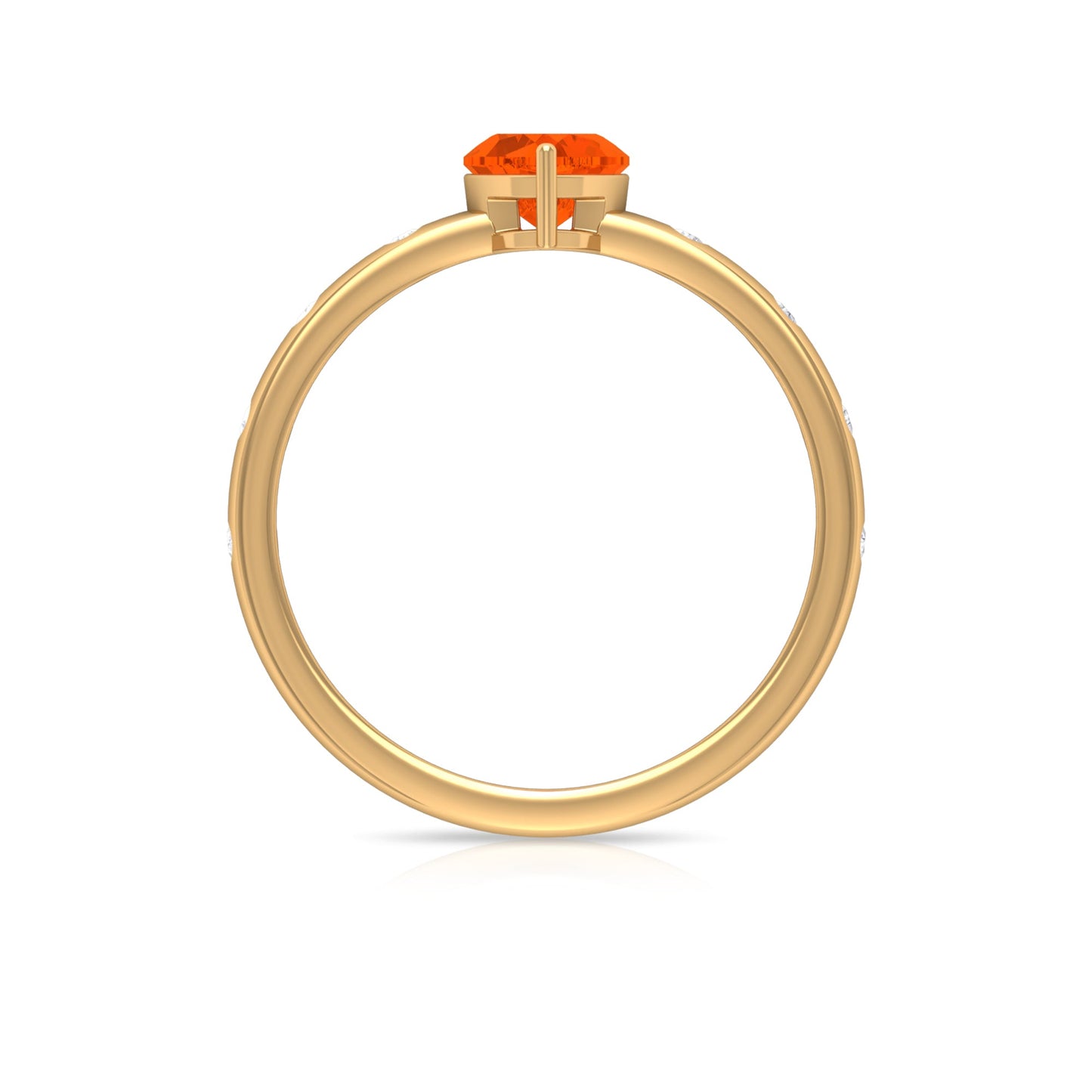 0.9 Carat Fire Opal Heart Engagement Ring with Diamond
