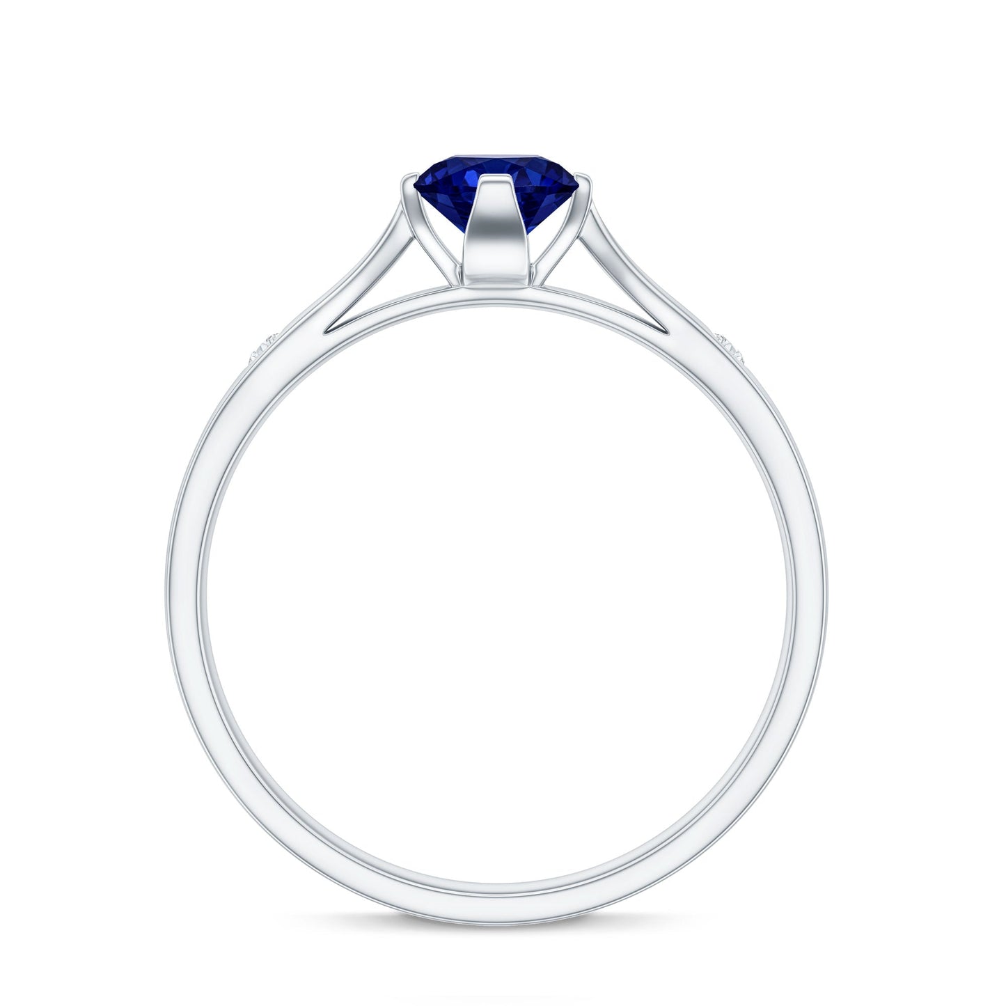 Certified 0.6 Carat Lab Grown Blue Sapphire Promise Ring with Diamond