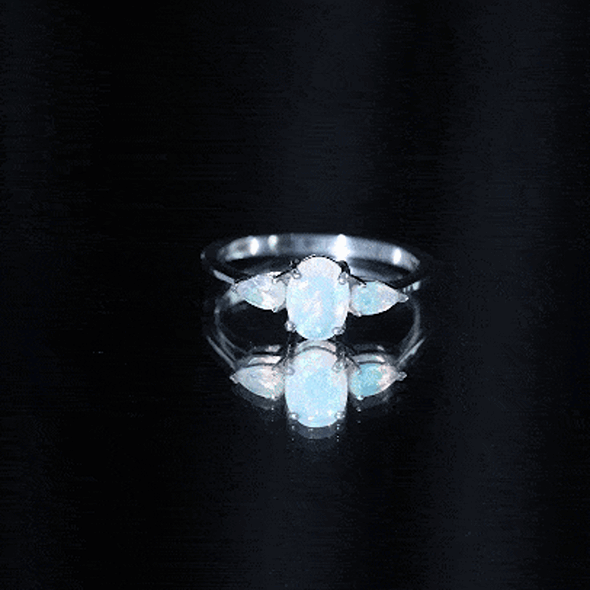 Natural Ethiopian Opal 3 Stone Engagement Ring With Certificate