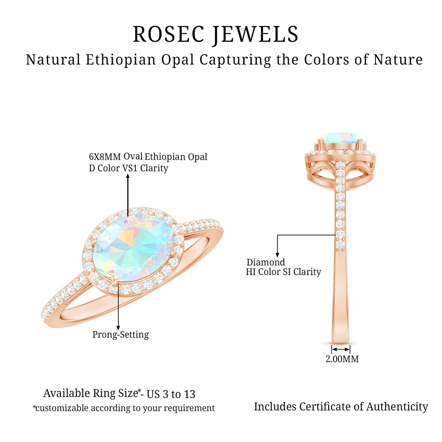 Genuine 1.2 Carat Oval Opalescent East West Engagement Ring with Diamond Halo