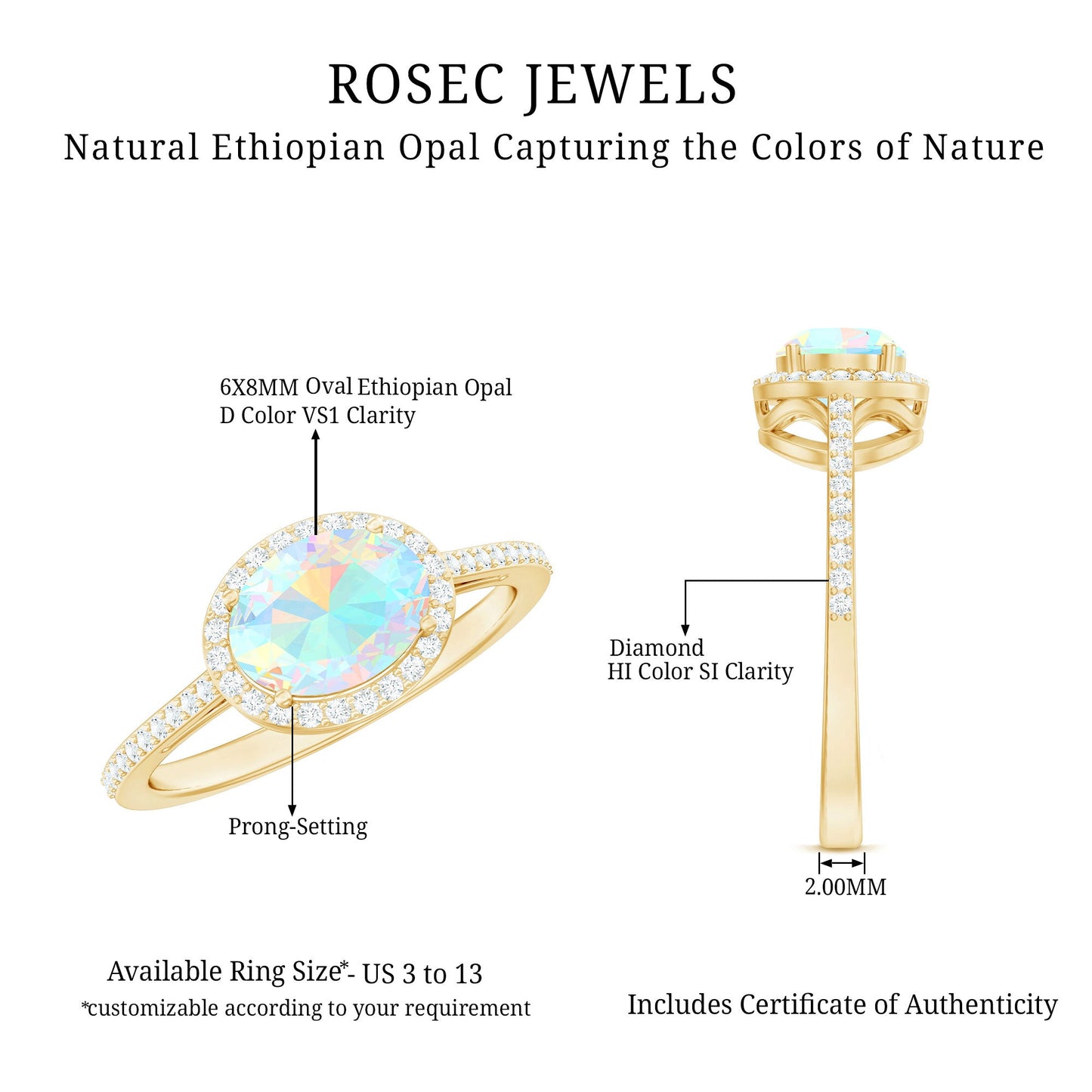 Genuine 1.2 Carat Oval Opalescent East West Engagement Ring with Diamond Halo