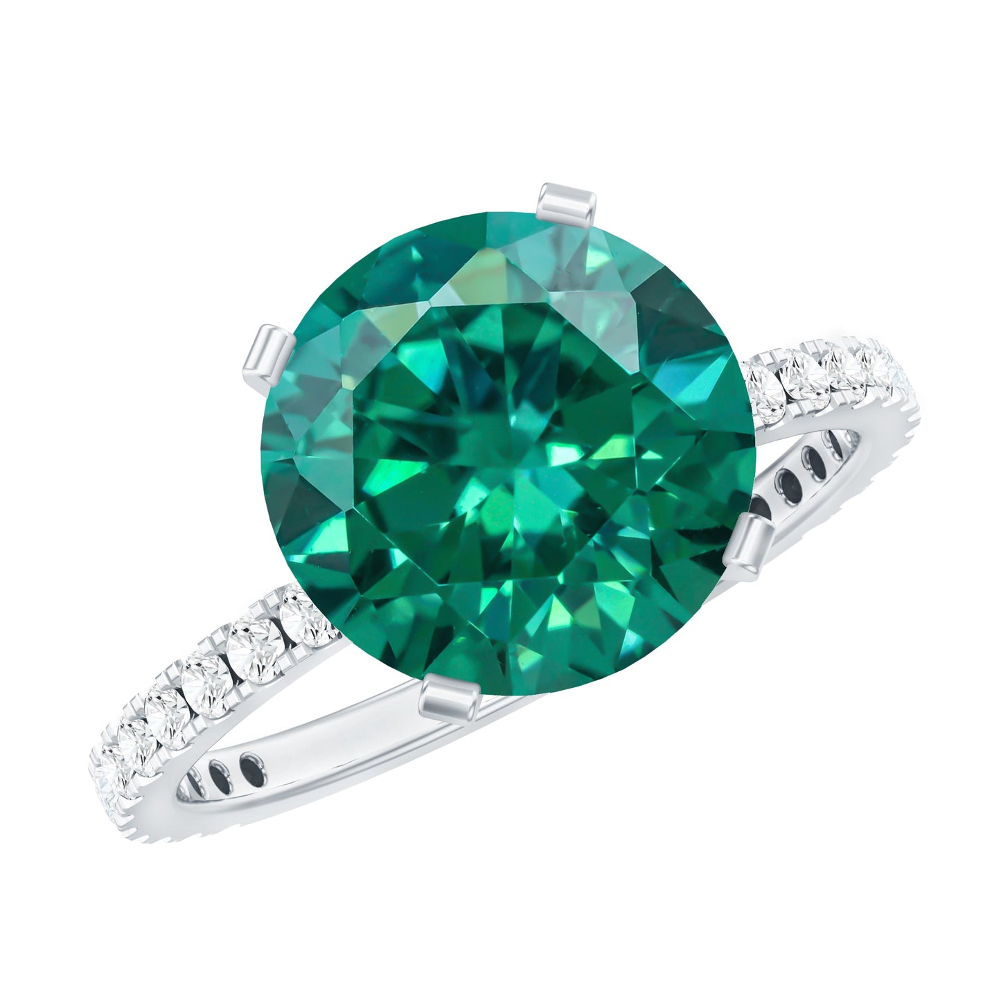 Certified 3.5 Carat Lab Grown Emerald Huge Engagement Ring with Diamond