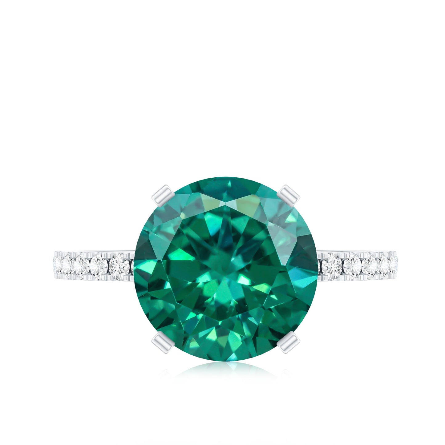 Certified 3.5 Carat Lab Grown Emerald Huge Engagement Ring with Diamond