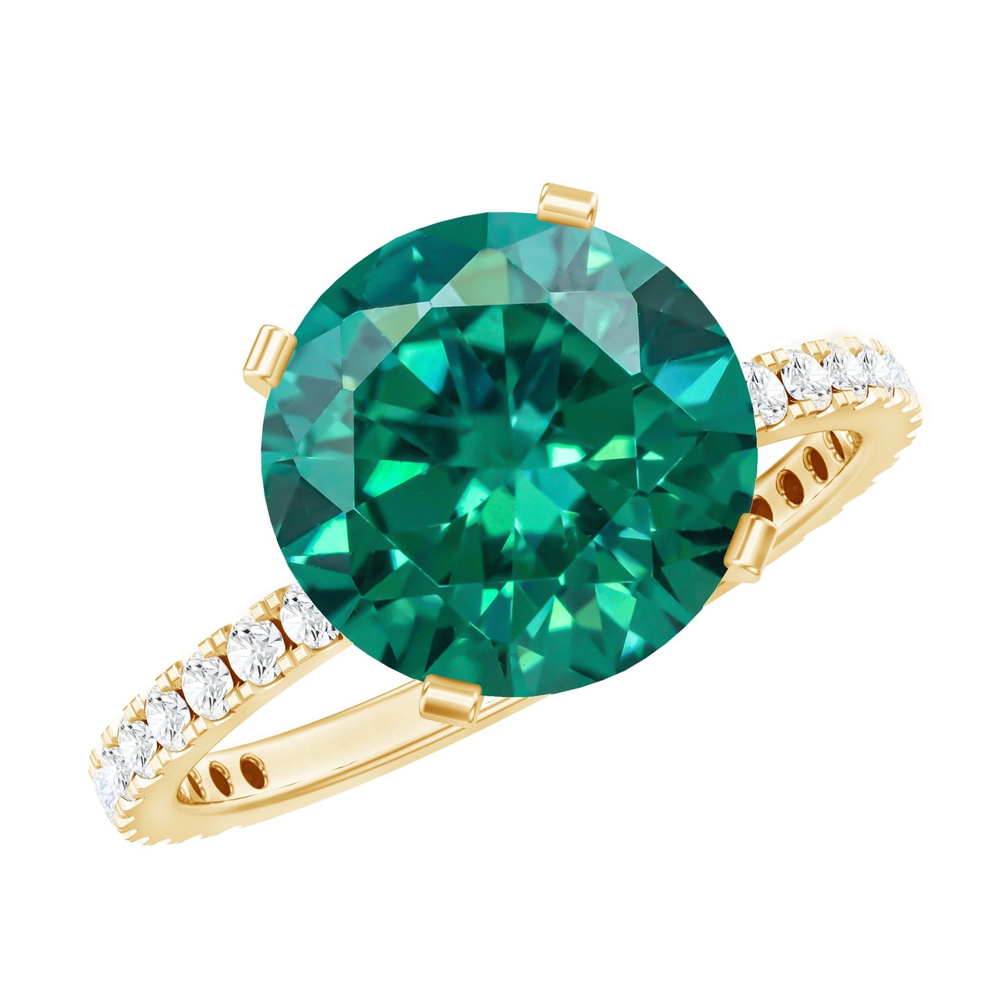 Certified 3.5 Carat Lab Grown Emerald Huge Engagement Ring with Diamond