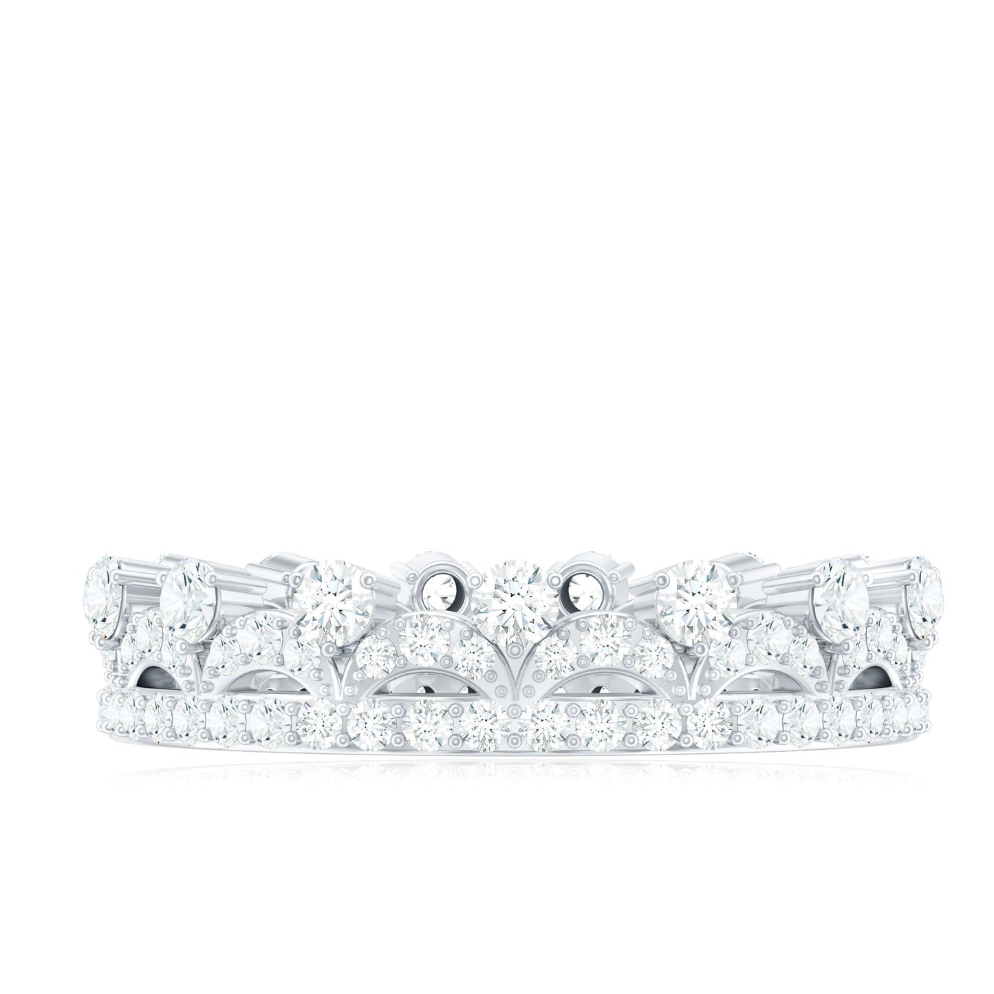 Round Cut Certified Moissanite Crown Wedding Band for Women
