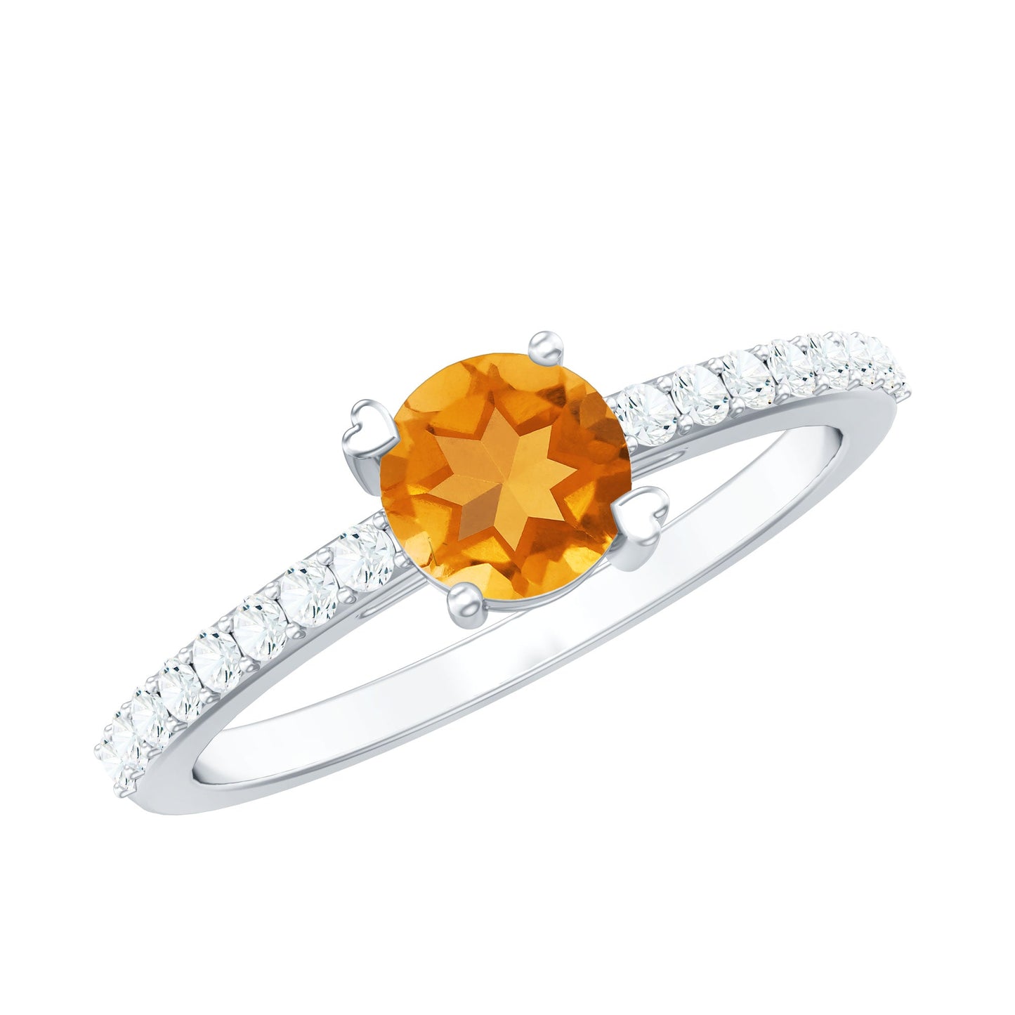 Natural Citrine Promise Ring with Diamond